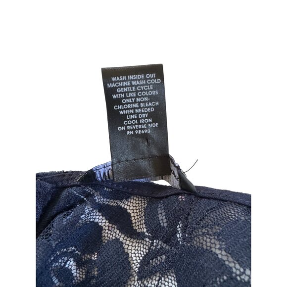 INC Navy Blue Lace Sleeveless Party Dress Size 4 Rhinestones Back Zipper Closure - Picture 3 of 14